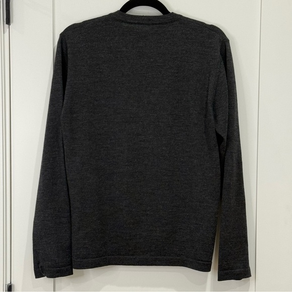 Ermenegildo Zegna Wool Sweater Small Gray V Neck Indented Stripe Quiet Luxury - Picture 3 of 10